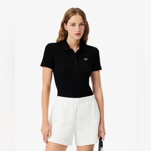 Lacoste Women's Black Shrunken Polo Shirt Size 38